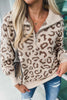 Leopard Half Zip Long Sleeve Sweater