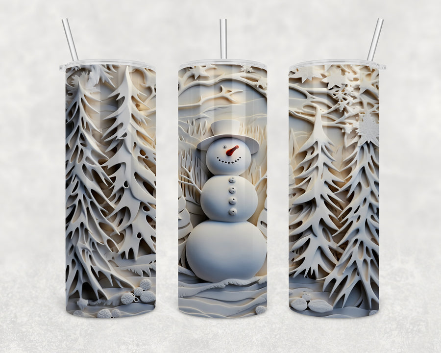 3D Snowman 20oz Skinny Tumbler