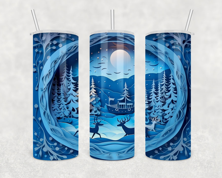 3D Winter Scene 20oz Skinny Tumbler