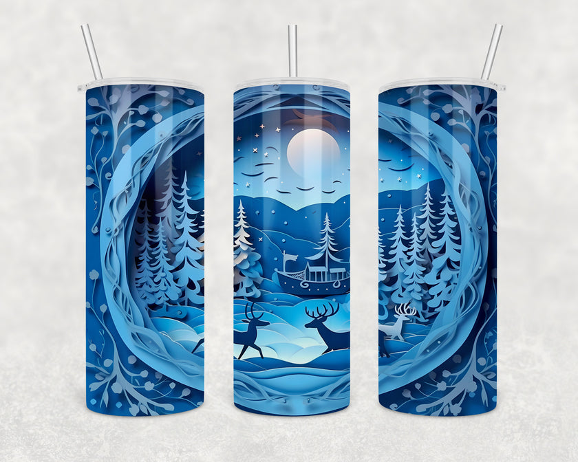 3D Winter Scene 20oz Skinny Tumbler
