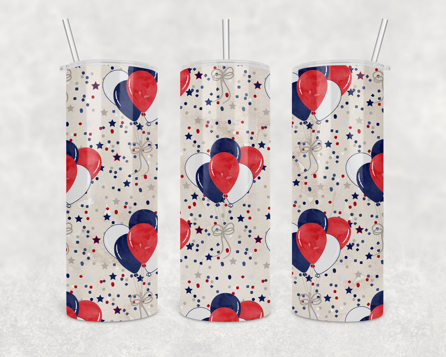 4th Of July Balloons 20oz Skinny Tumbler