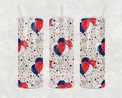4th Of July Balloons 20oz Skinny Tumbler