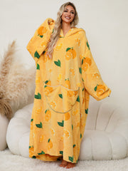 Fuzzy Pocketed Long Sleeve Hooded Lounge Dress