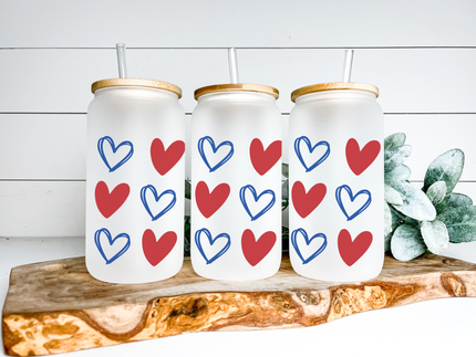 American Hearts Glass Can Tumbler