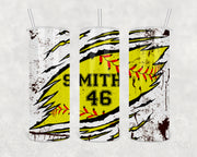 Custom Softball Tumbler 20oz Skinny Tumbler