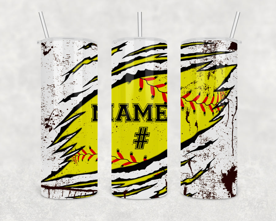 Custom Softball Tumbler 20oz Skinny Tumbler