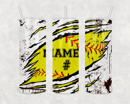 Custom Softball Tumbler 20oz Skinny Tumbler