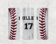 Custom Baseball Tumbler 20oz Skinny Tumbler