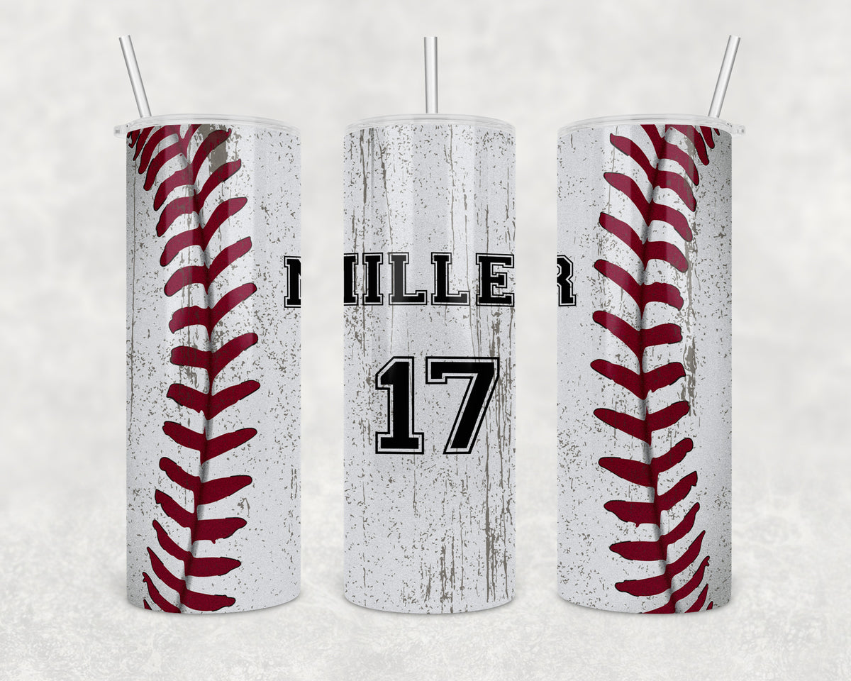 Custom Baseball Tumbler 20oz Skinny Tumbler