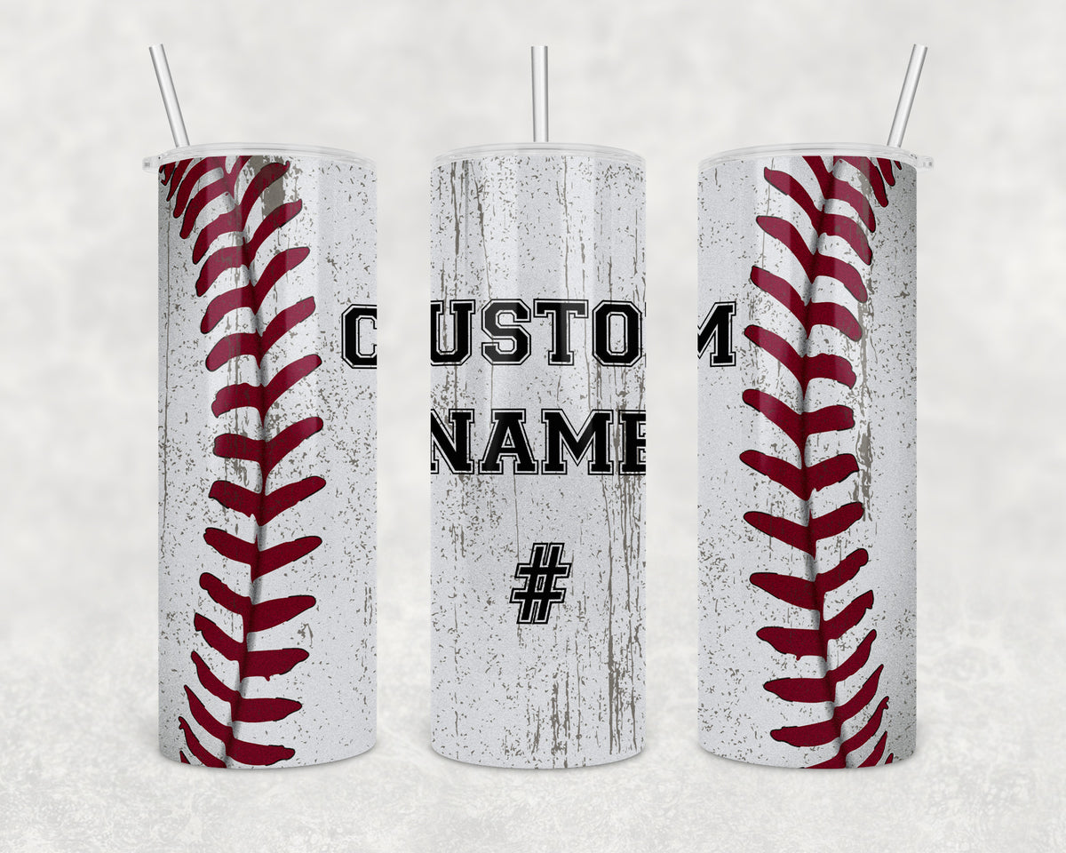 Custom Baseball Tumbler 20oz Skinny Tumbler