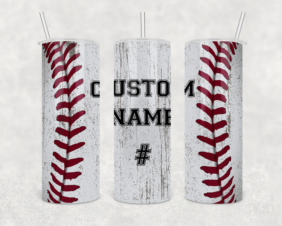Custom Baseball Tumbler 20oz Skinny Tumbler