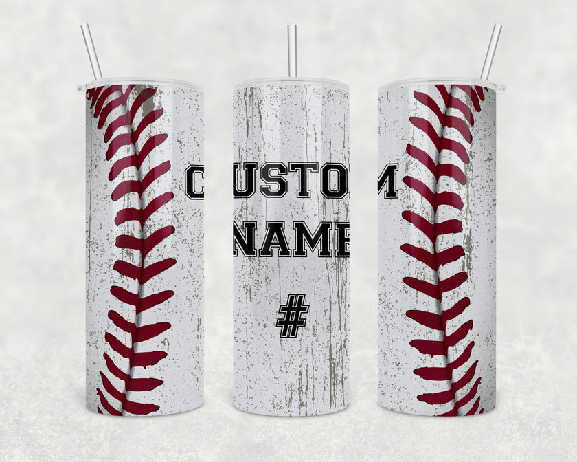 Custom Baseball Tumbler 20oz Skinny Tumbler