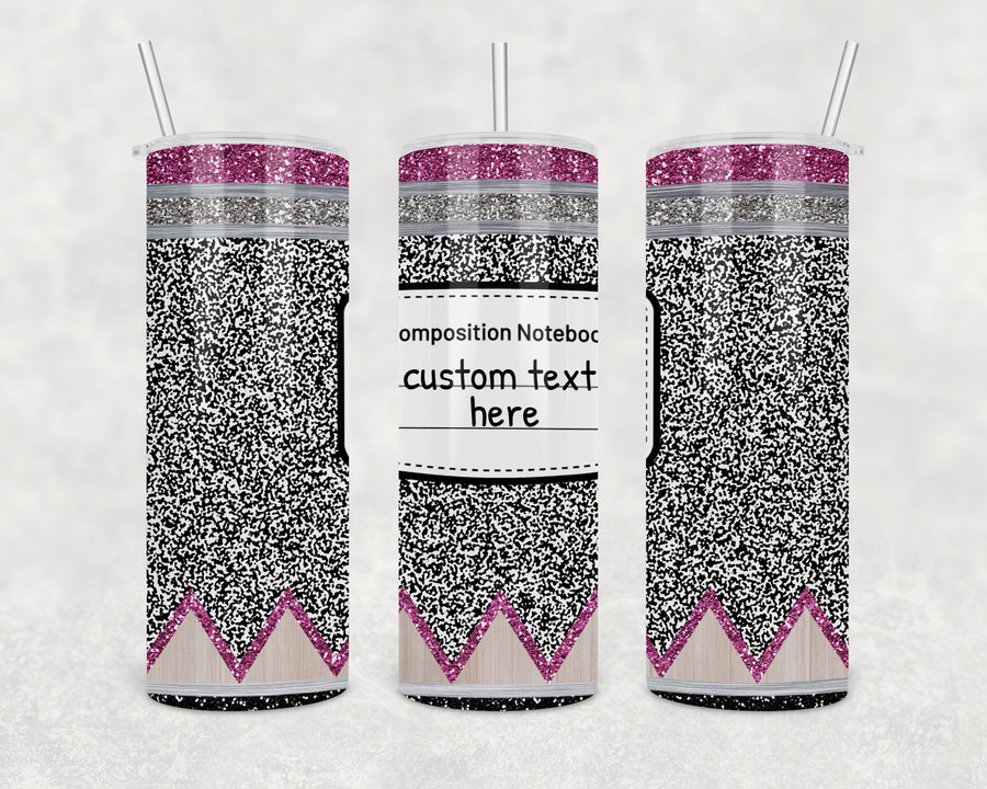 Custom Composition Notebook 20oz Skinny Tumbler