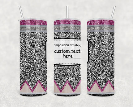 Custom Composition Notebook 20oz Skinny Tumbler