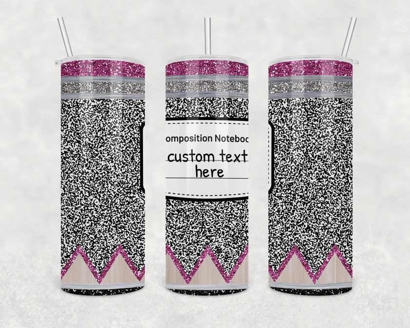 Custom Composition Notebook 20oz Skinny Tumbler