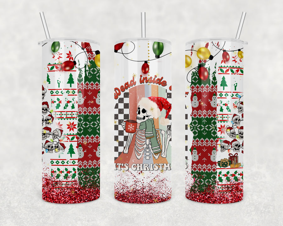 Dead Inside Christmas Skeleton 20oz Skinny Tumbler