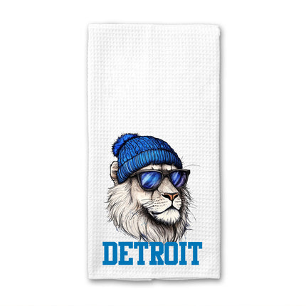 Detroit Beanie Lion Waffle Weave Towel