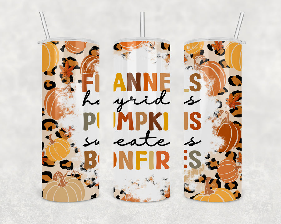 Fall Leopard Pumpkins 20oz Skinny Tumbler
