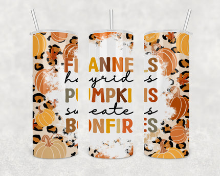 Fall Leopard Pumpkins 20oz Skinny Tumbler