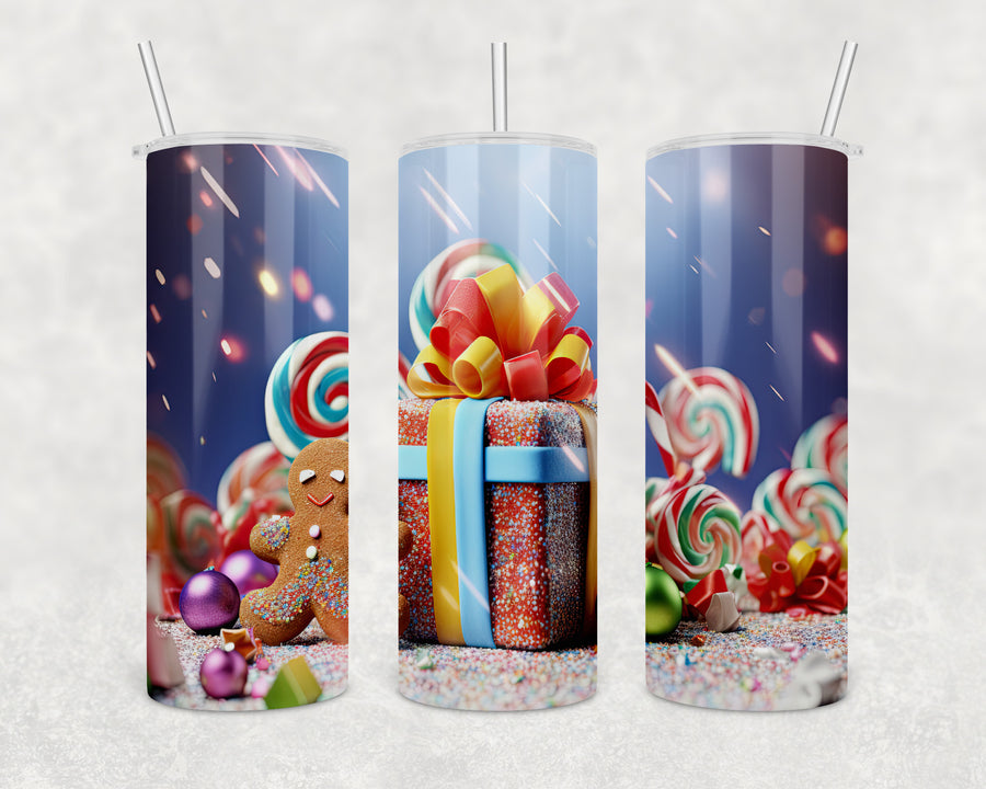 Gingerbread Man Christmas 20oz Skinny Tumbler