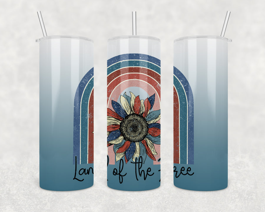 Land Of The Free Rainbow 20oz Skinny Tumbler