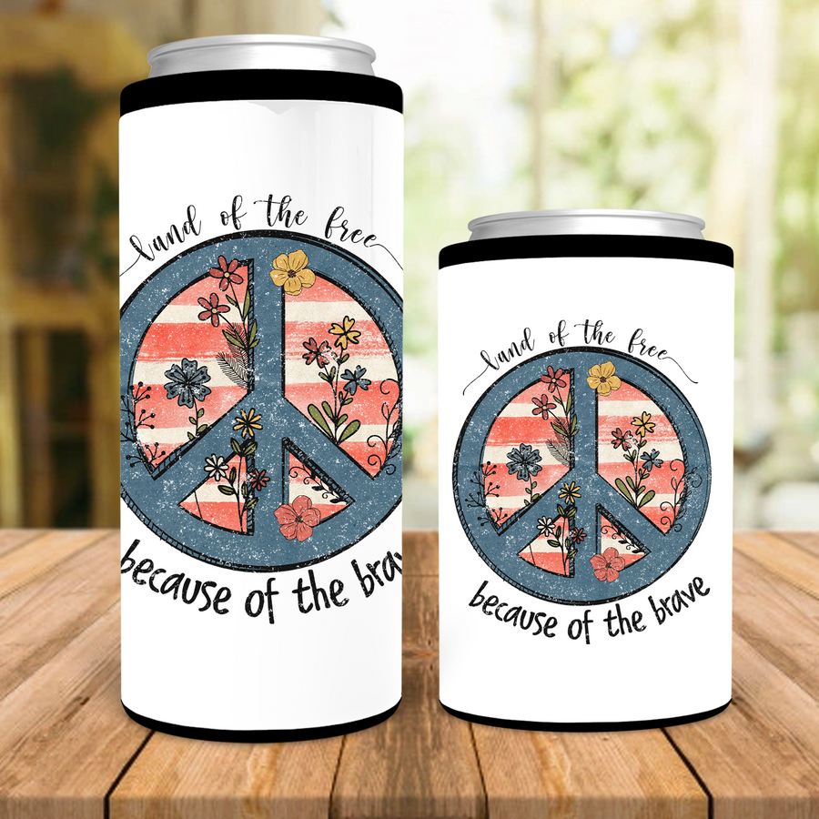 Land of the Free Peace Sign Can Cooler