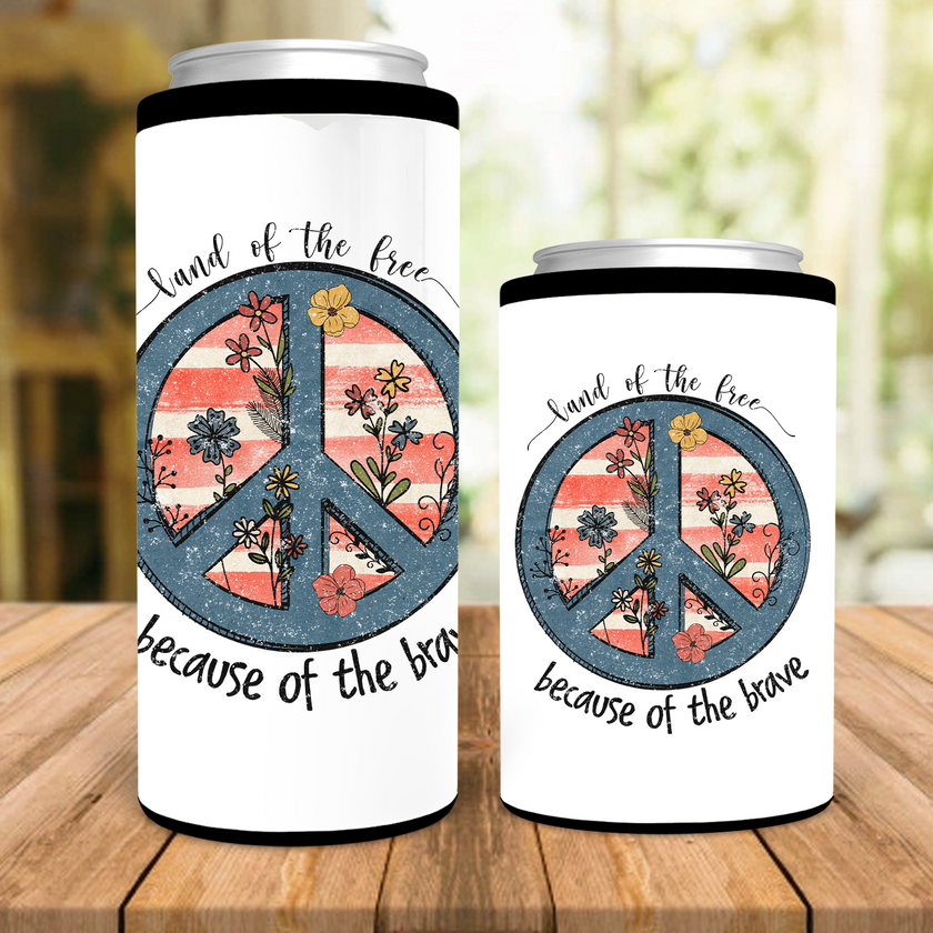 Land of the Free Peace Sign Can Cooler
