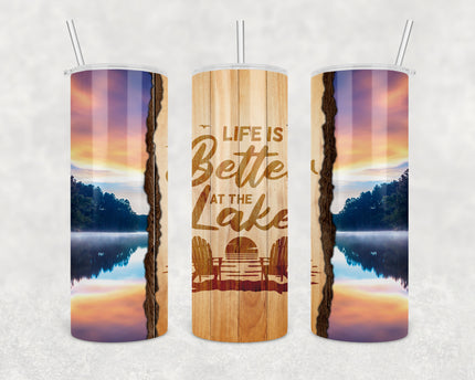 Life is Better at the Lake Sunset 20oz Skinny Tumbler