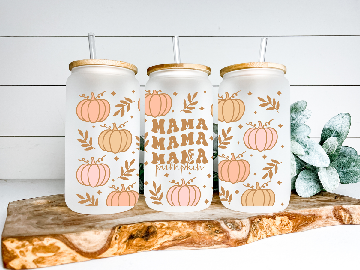 Mama Pumpkin Glass Can Tumbler