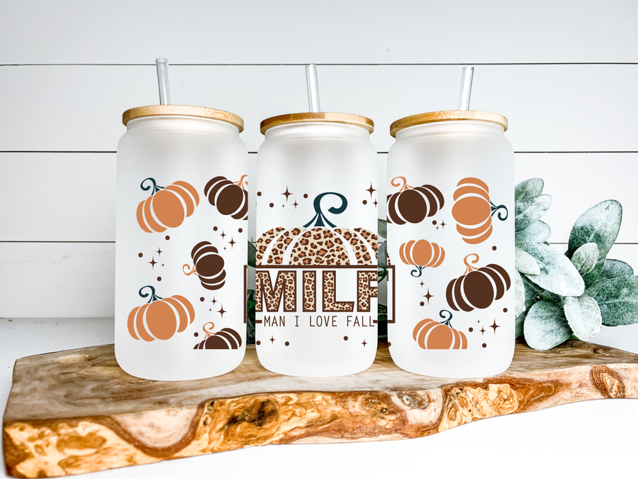 Man I Love Fall Glass Can Tumbler