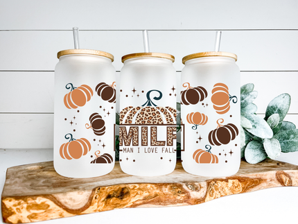 Man I Love Fall Glass Can Tumbler