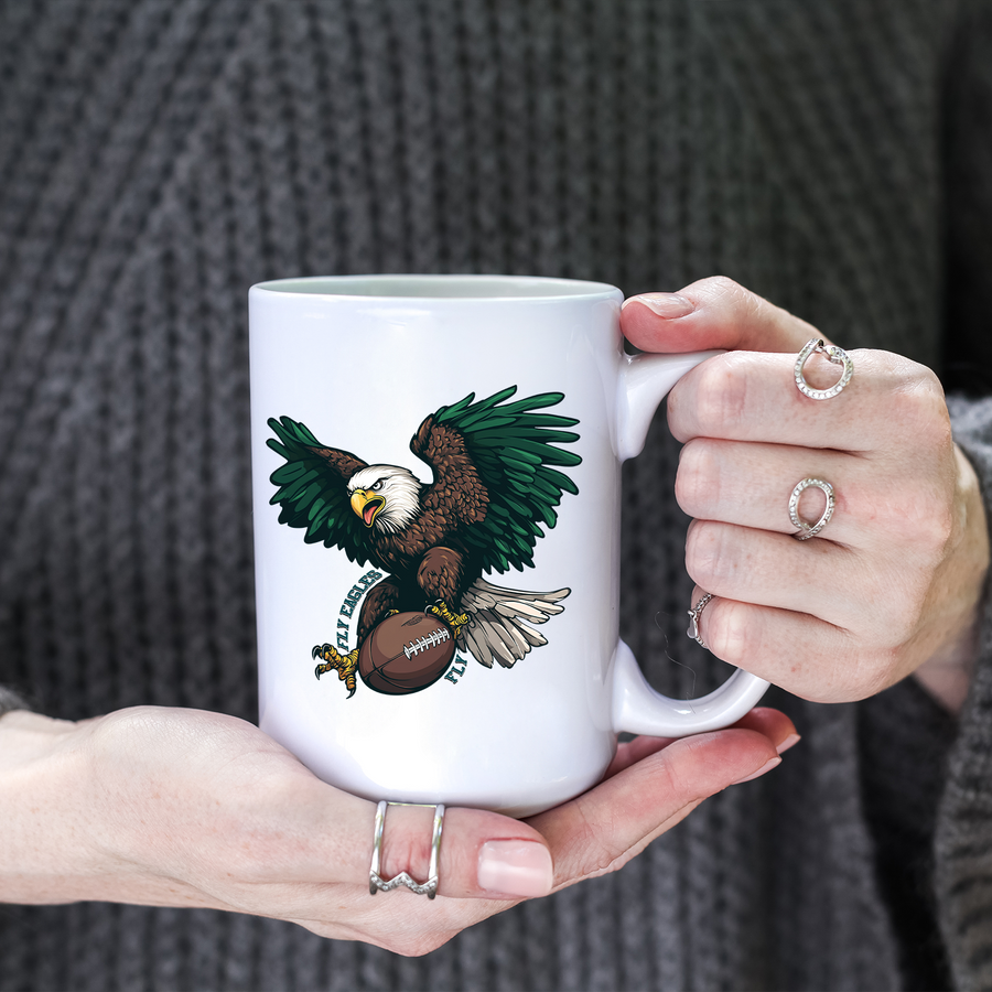 Fly Eagles Cartoon Football 15oz Mug