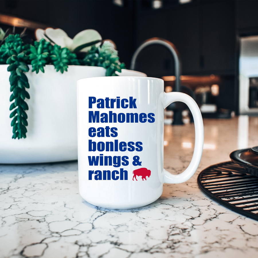 Mahomes Eats Boneless Wings and Ranch Buffalo 15oz Mug