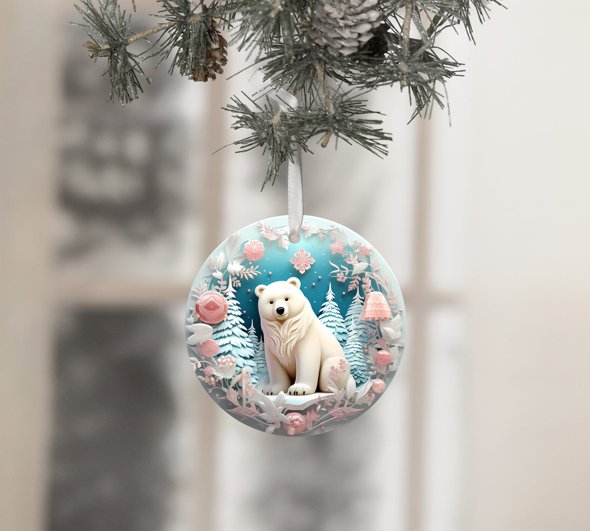 Pastel Polar Bear Ornament