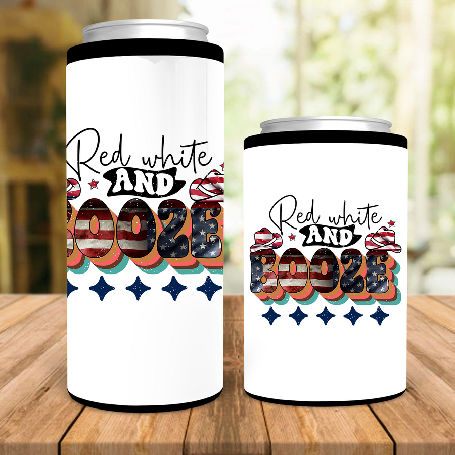 Red white and Booze Can Cooler