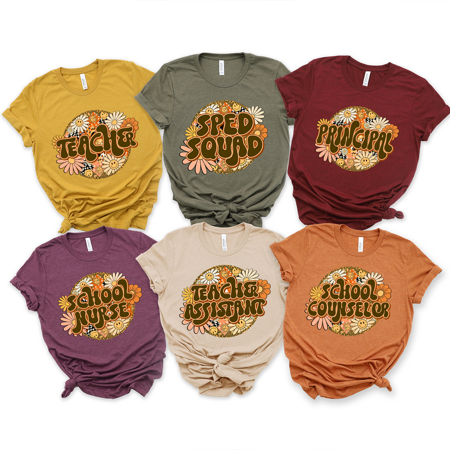 Retro Flowers School Titles Unisex T-shirt