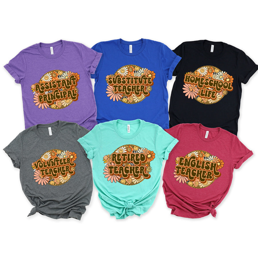 Retro Flowers School Titles 3 Unisex T-shirt