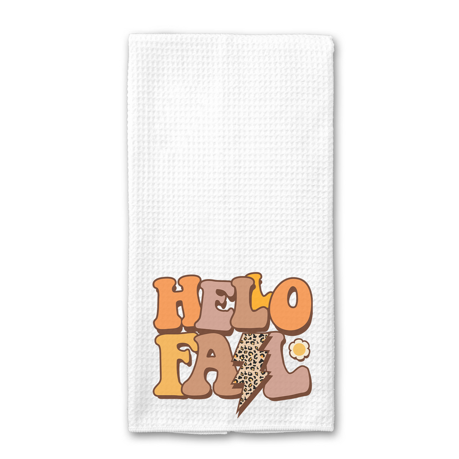 Retro Hello Fall Kitchen Towel