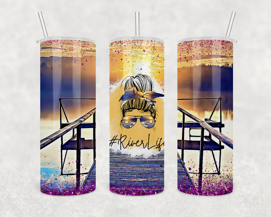 River Life Messy Bun 20oz Skinny Tumbler
