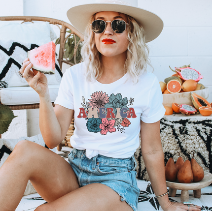 Vintage America Flowers Unisex T-shirt