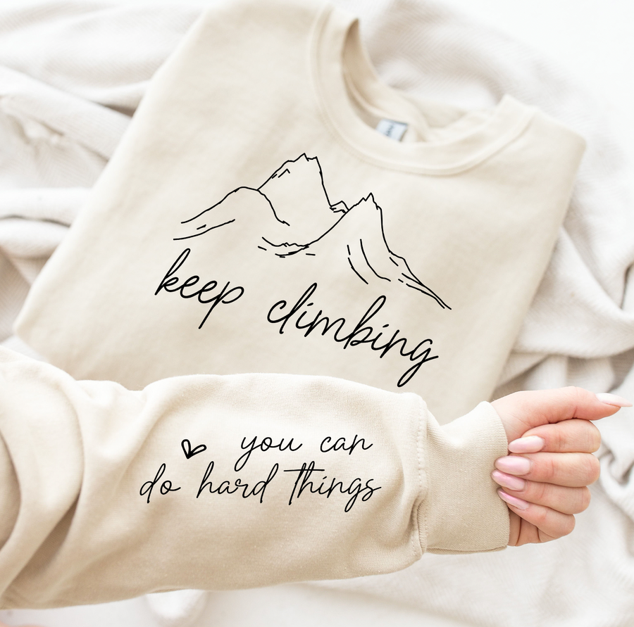 You Can Do Hard Things Heavy Blend Sweatshirt (Front and Sleeve)