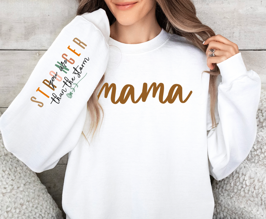 Stronger Than The Storm Heavy Blend Sweatshirt (Front and Sleeve)
