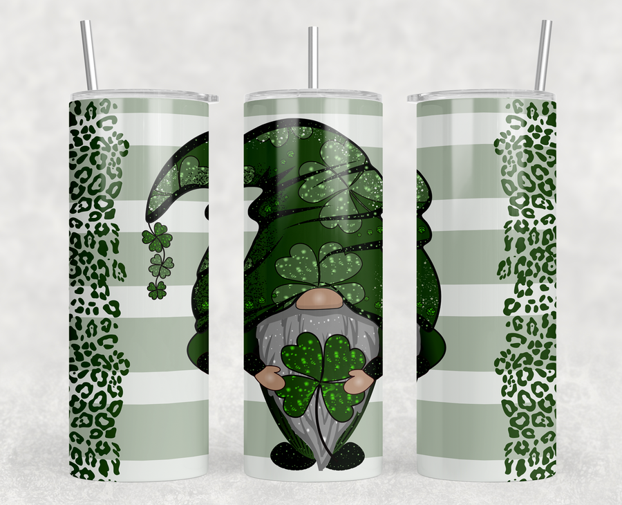 Leopard Gnome St.Patty's Day 20oz Skinny Tumbler
