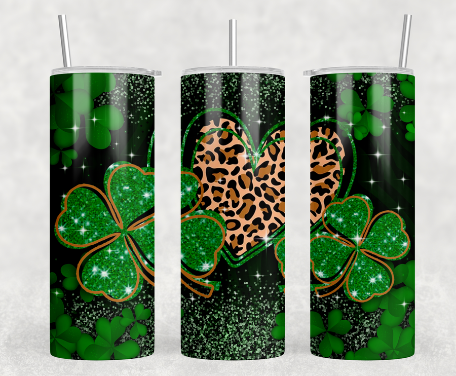 Leopard Heart St.Patty's Day 20oz Skinny Tumbler
