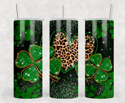 Leopard Heart St.Patty's Day 20oz Skinny Tumbler