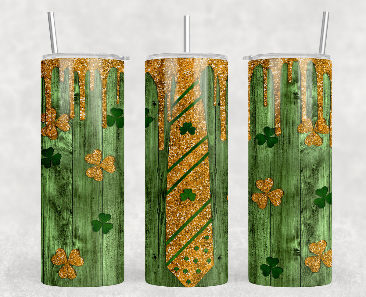 St.Patty's Day Gold Tie 20oz Skinny Tumbler