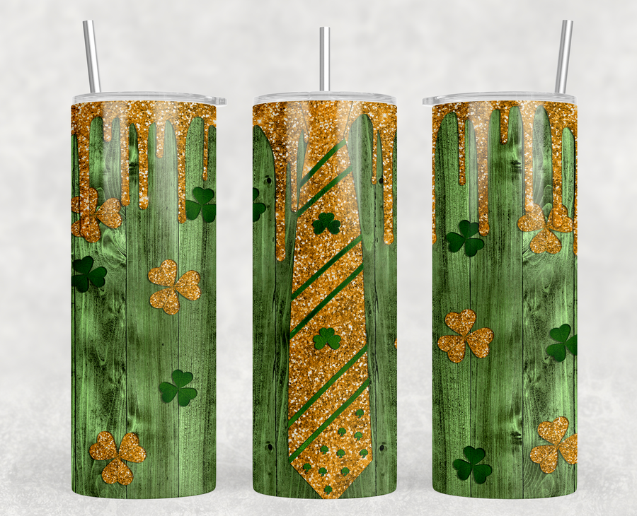 St.Patty's Day Gold Tie 20oz Skinny Tumbler