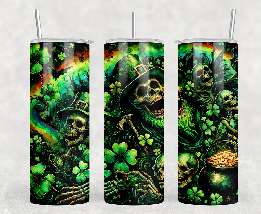 Skull St.Patrick's Day 20oz Skinny Tumbler