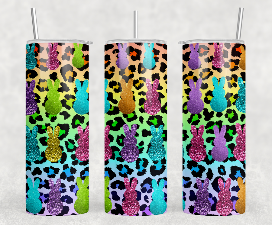 Rainbow Leopard Peeps 20oz Skinny Tumbler