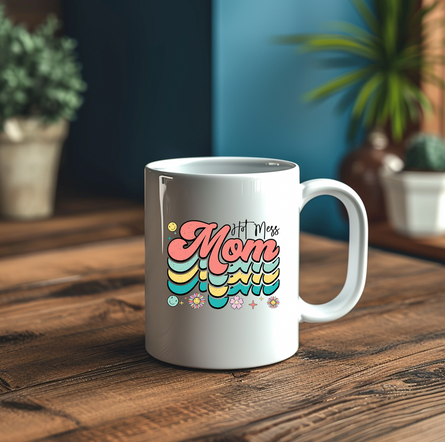 Retro Hot Mess Mom 15oz Mug